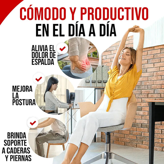 ¿Sufres al estar sentado/a mucho tiempo? Alivia tu dolor de espalda con el Cojín Ergonómico Viscoelástico ErgoSoft™ • ¡Últimas unidades con 40% OFF!