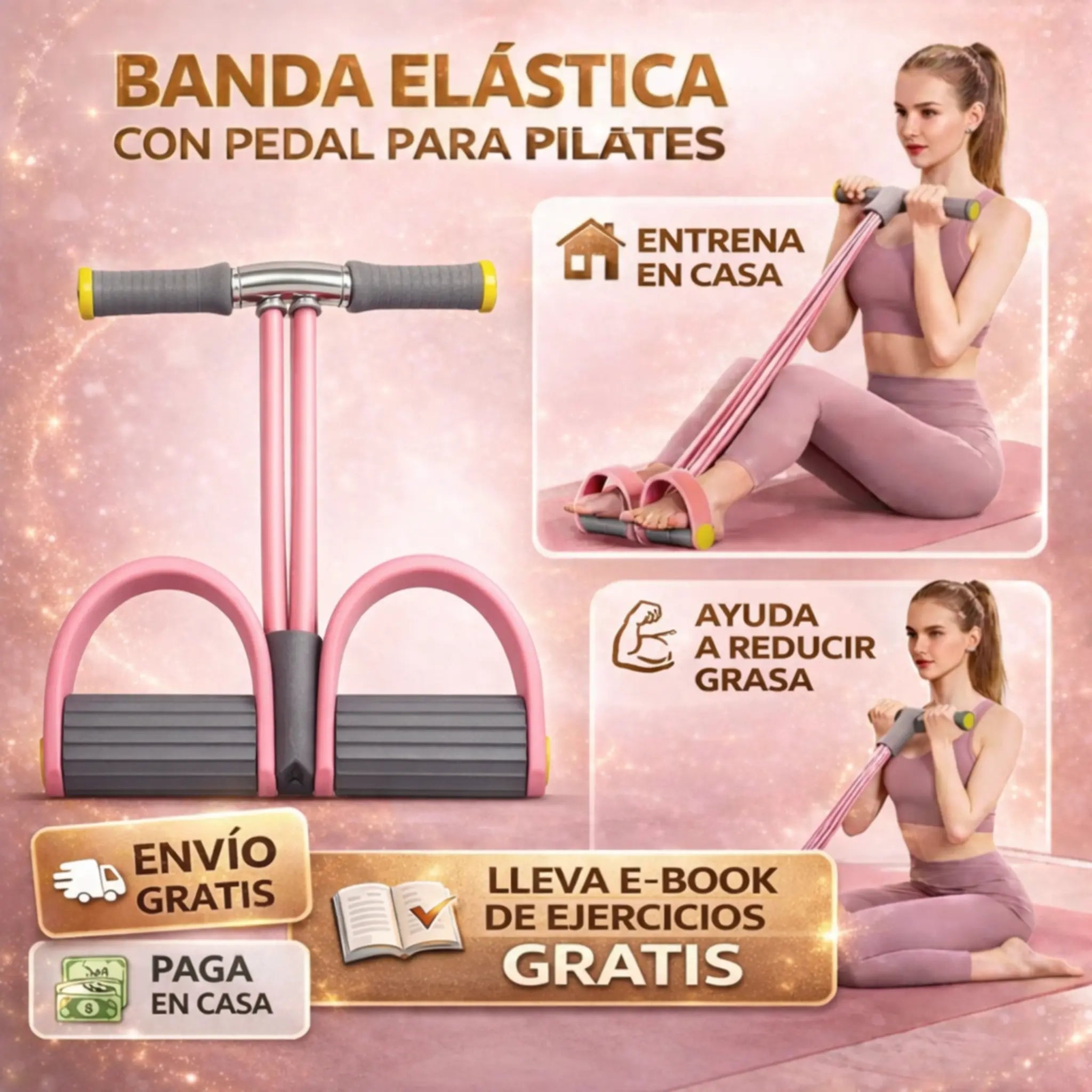 Banda Elástica VitalFlex™. Tonifica todo tu cuerpo en casa con solo 10 minutos al día, sin ir al Gym.