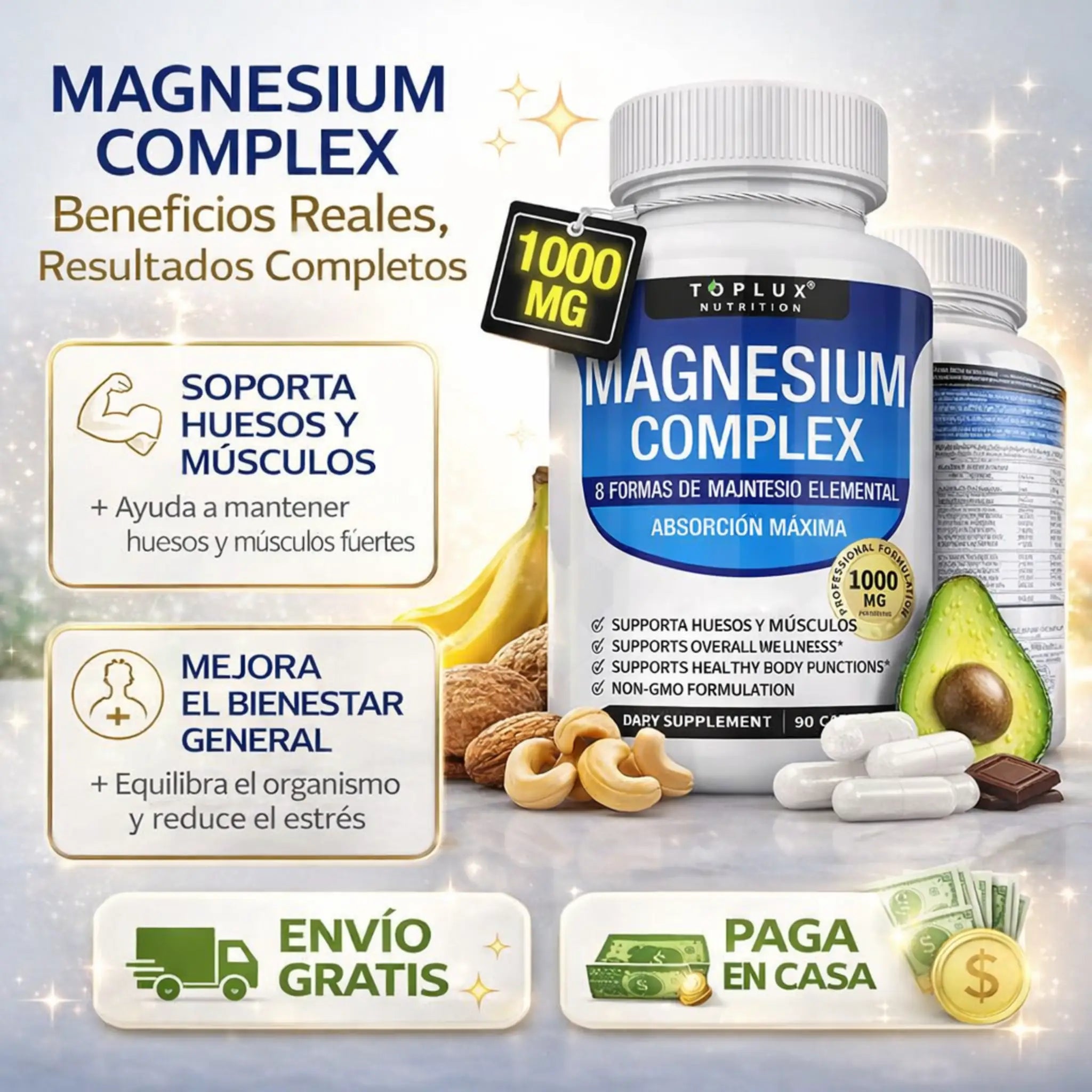 ¿Hinchazón, estrés y poca energía? Apoya tu Bienestar con Magnesio Complex 8 90 Caps.